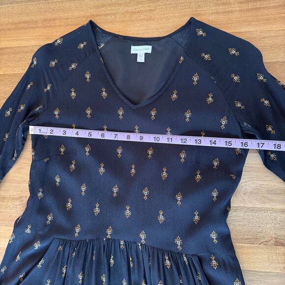 Garnet Hill Bohemian Tiered Pocket Detail Dress Size 4 Black Floral Emblem Print - Picture 11 of 16
